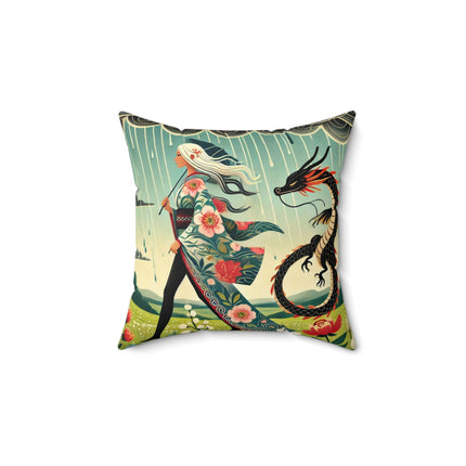 The Dragon Fairy’s Stride Spun Polyester Square Pillow