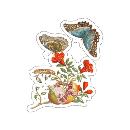 Blue Butterflies and Pomegranate by Maria Sibylla Merian Kiss-Cut Stickers (4 Sizes)