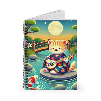 Melodic Kitten by the Koi Pond Spiral Notebook - Ruled Line