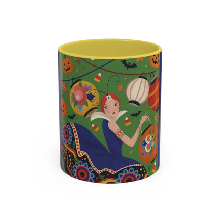 🏮🎃 The Lady Of Halloween Lanterns Colorful Mug – Colorful Art Deco Halloween Charm
