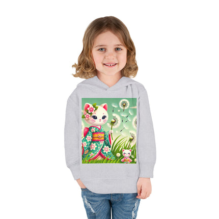 Geisha Kitten and the Dandelion Wish Toddler Pullover Fleece Hoodie