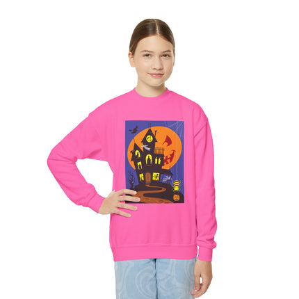 Halloween Night at the Haunted House Youth Crewneck Sweatshirt