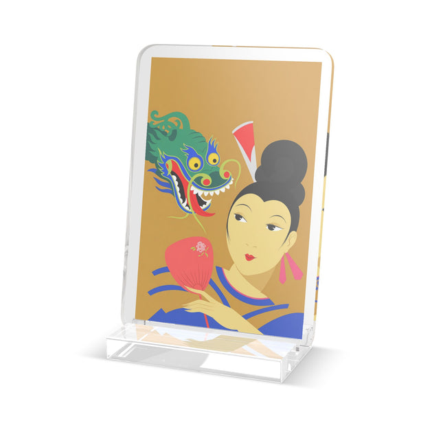 Dragon Fan Acrylic Plaque – Bold Chinese Fantasy & Elegant Strength