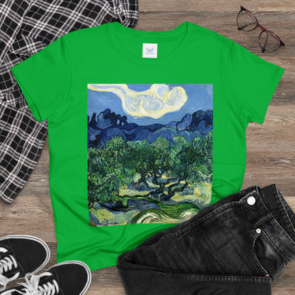 Olive Trees by Vincent Van Gogh Women's Midweight Cotton Tee