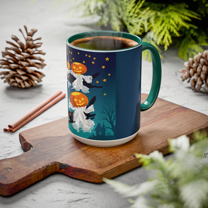 🐈‍⬛🎃 The Flying Black Cats Of Halloween Colorful Mug – Whimsical Storybook Charm