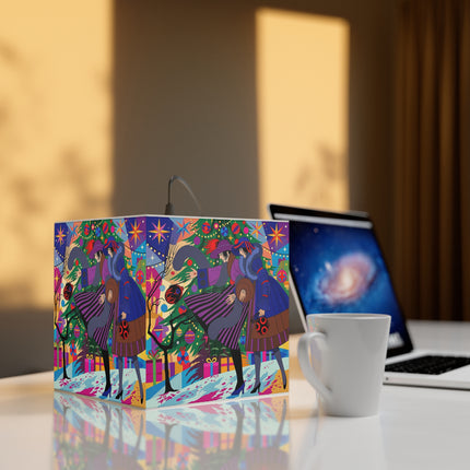 🎄✨Christmas Among The Twinkling Trees Light Cube Lamp – Art Deco Holiday Fantasy