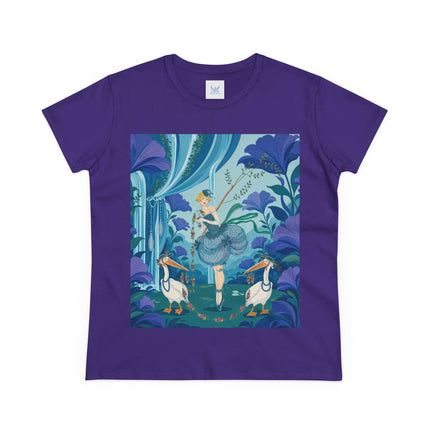 🪶🌺 The Pelican Garden Dance Cotton Tee – Art Deco Botanical Whimsy