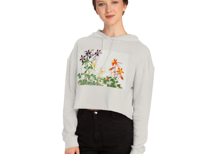 Aquilegia Flowers by Tanigami Kônan Women’s Cropped Hooded Sweatshirt