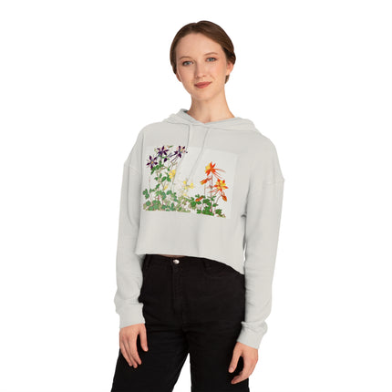 Aquilegia Flowers by Tanigami Kônan Women’s Cropped Hooded Sweatshirt