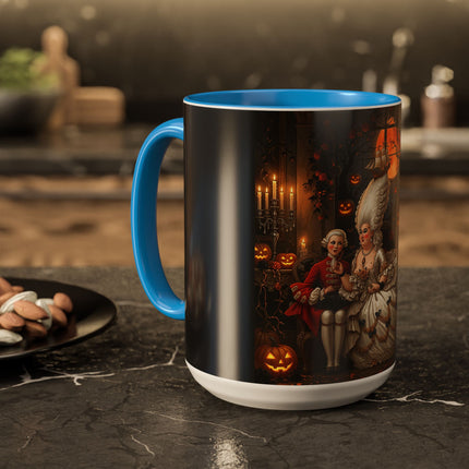 🌙🎃 The Moonlit Pumpkin Parlor Colorful Mug – Elegant Halloween Charm