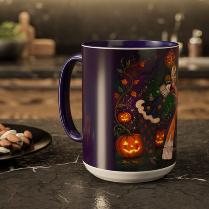 🎭🎃 The Masquerade Beneath The Pumpkin Lantern Colorful Mug – Theatrical Halloween Charm