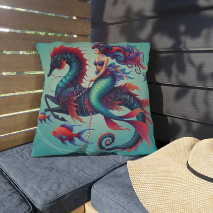 Mermaid & Sea Dragon Outdoor Pillows – Ocean Guardian & Mythic Beauty