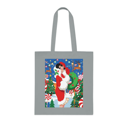 🍬🎄 The Lady Of The Peppermint Christmas Garden Cotton Tote Bag – Art Deco Holiday Fantasy