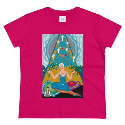 Art Deco Christmas Elegance Women's Midweight Cotton Tee