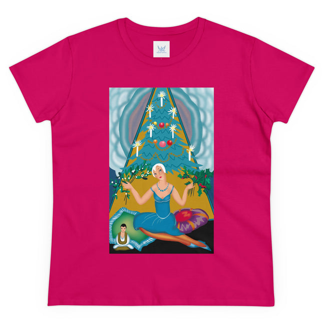 Art Deco Christmas Elegance Women's Midweight Cotton Tee