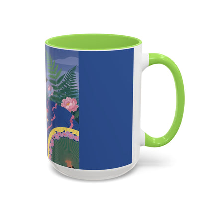 The Lady Of The Garden Stroll Colorful Mugs – Art Deco Botanical Elegance