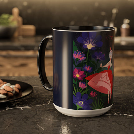 Moonlight Waltz Among The Blossoms Colorful Mugs – Art Deco Floral Enchantment