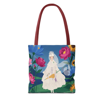 🌸👑 The Lady Of The Enchanted Flower Crown Tote Bag – Art Deco Garden Fantasy