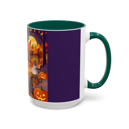 🐈‍⬛🎻 The Black Cat's Moonlit Melody Colorful Mug – Whimsical Halloween Music
