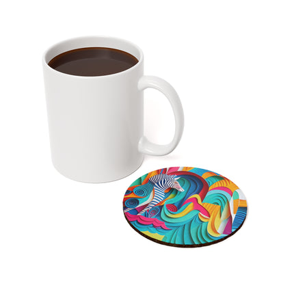 Surfing Zebra Cork Back Coaster