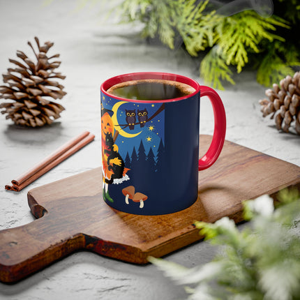 🎃🐈‍⬛ The Little Pumpkin Witch And Her Black Cat Colorful Mug – Whimsical Halloween Charm