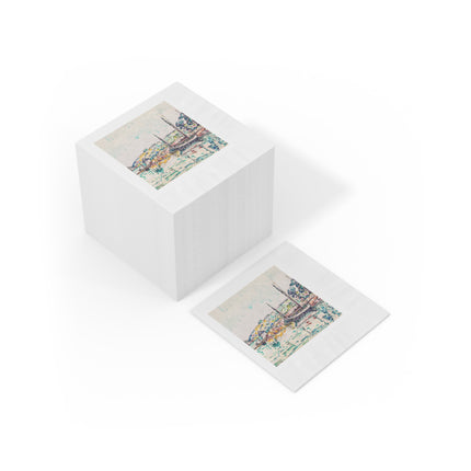 Concarneau by Paul Signac White Coined Napkins