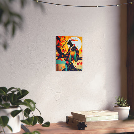 Black Cat in Kimono Fine Art Posters