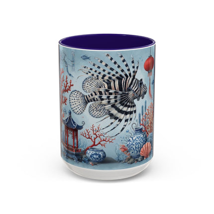 Lionfish & Lantern Colorful Mug – Mystical Ocean & Asian Harmony