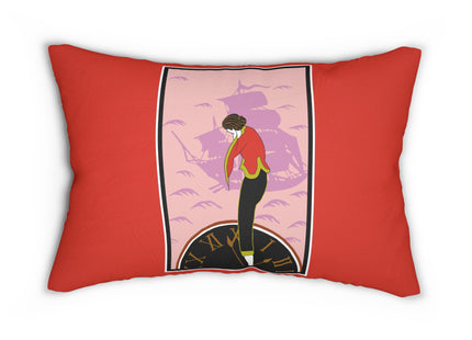 Woman Waiting for her Beloved at 1:59 by Kobayashi Kaichi Spun Polyester Lumbar Pillow
