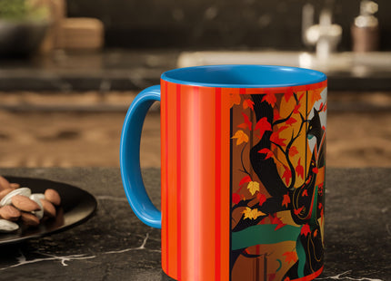 Black Cat in Kimono Colorful Mugs, 11oz