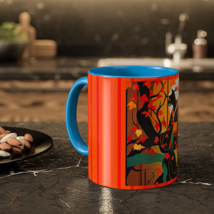 Black Cat in Kimono Colorful Mugs, 11oz
