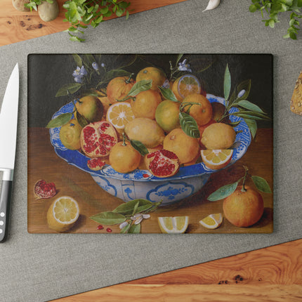 Still Life with Lemons, Oranges, and a Pomegranate Glass Cutting Board