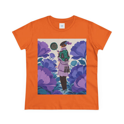 💜🌸 The Violet Garden Promenade Cotton Tee – Art Deco Floral Fashion