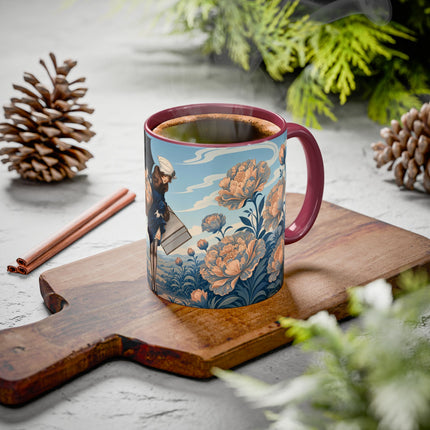 ☔🌸 The Grand Floral Journey Colorful Mug – Art Deco Travel Elegance