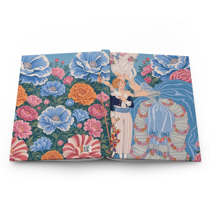 🌸🩵 The Lady Of The Enchanted Flower Garden Hardcover Journal – Art Deco Floral Elegance
