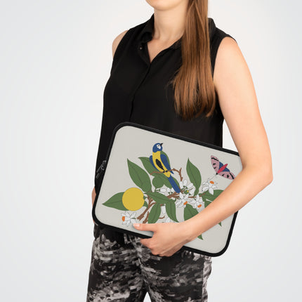 🐦🌷 Woodpecker & Tulip Laptop Sleeve – Vibrant Energy & Cheerful Charm