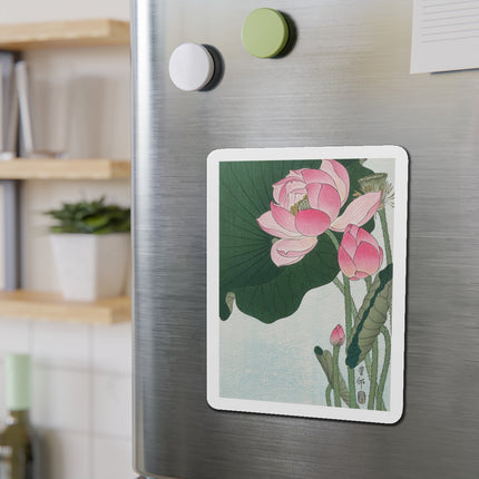 Blooming Lotus Flowers by Ohara Koson Die-Cut Magnets (5 Sizes)