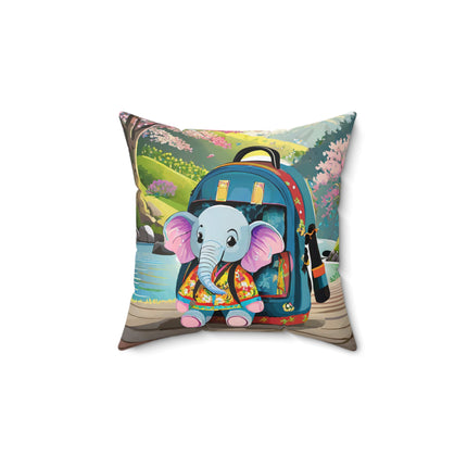 Baby Elephant Spun Polyester Square Pillow