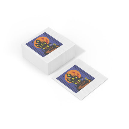Halloween Night at the Haunted House White Coined Napkins
