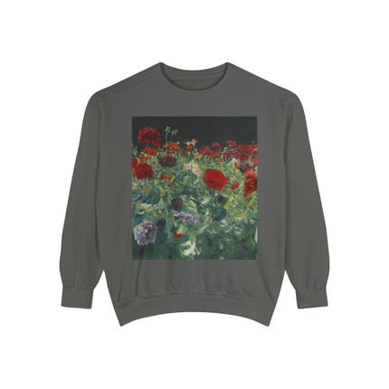 Poppies (A Study of Poppies for Carnation, Lily, Lily, Rose) by John Singer Sargent Unisex Garment-Dyed Sweatshirt