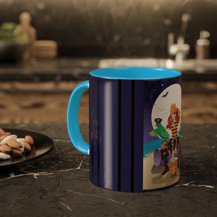 Moonlit Pirate Halloween Colorful Mugs, 11oz
