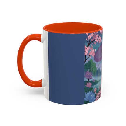 The Lady Of The Cherry Blossoms Colorful Mugs – Art Deco Spring Elegance