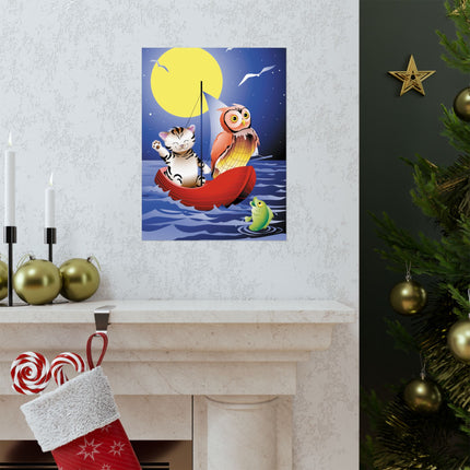 Embarking on a Moonlit Journey Premium Matte Vertical Posters