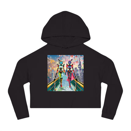 Cyber Punk Robot Models Cropped Hooded Sweatshirt