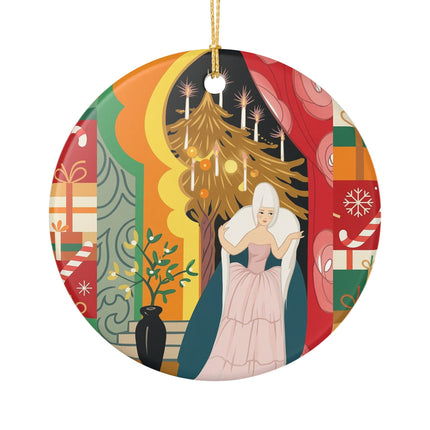 ❤️ The Lady Of The Candlelit Christmas Alcove Ceramic Ornament – Art Deco Holiday Elegance