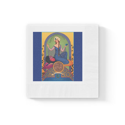 December & Tanzanite Zodiac White Coined Napkins