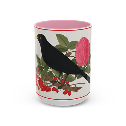 Blackbird & Rose Colorful Mugs – Timeless Elegance & Nature's Harmony