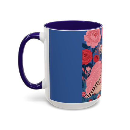 The Lady And The Scarlet Macaw Colorful Mugs – Art Deco Floral Elegance