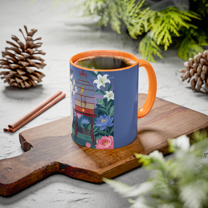 Whispers to the Golden Songbird Colorful Mugs – Art Deco Garden Elegance