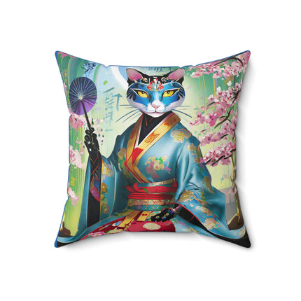 Cyberpunk Geisha Spun Polyester Square Pillow